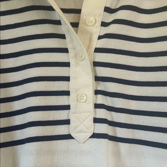 J. Crew White and Navy Striped Polo Shirt 16 - Picture 6 of 6